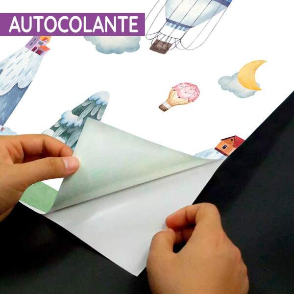 Papel De Parede Baloes E Cidade No Campo Aquarela MP