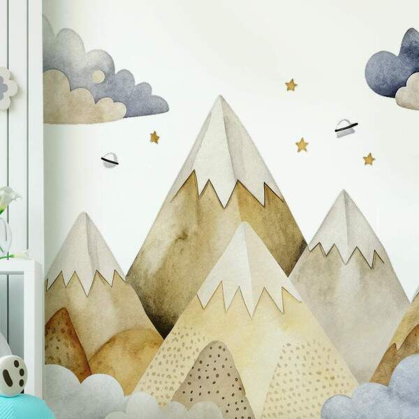 Papel De Parede Montanhas Baby Aquarela MP