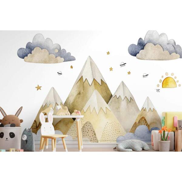 Papel De Parede Montanhas Baby Aquarela MP