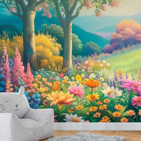 Papel De Parede Jardim Pintura Aquarela MP
