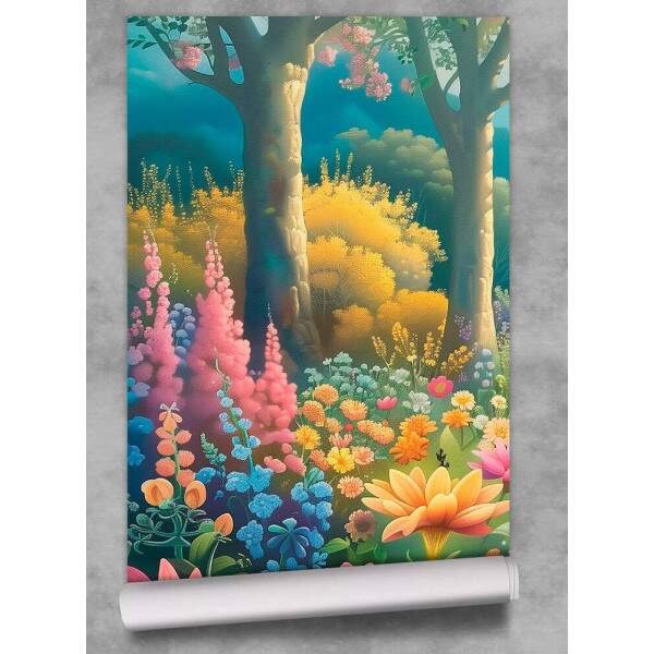 Papel De Parede Jardim Pintura Aquarela MP