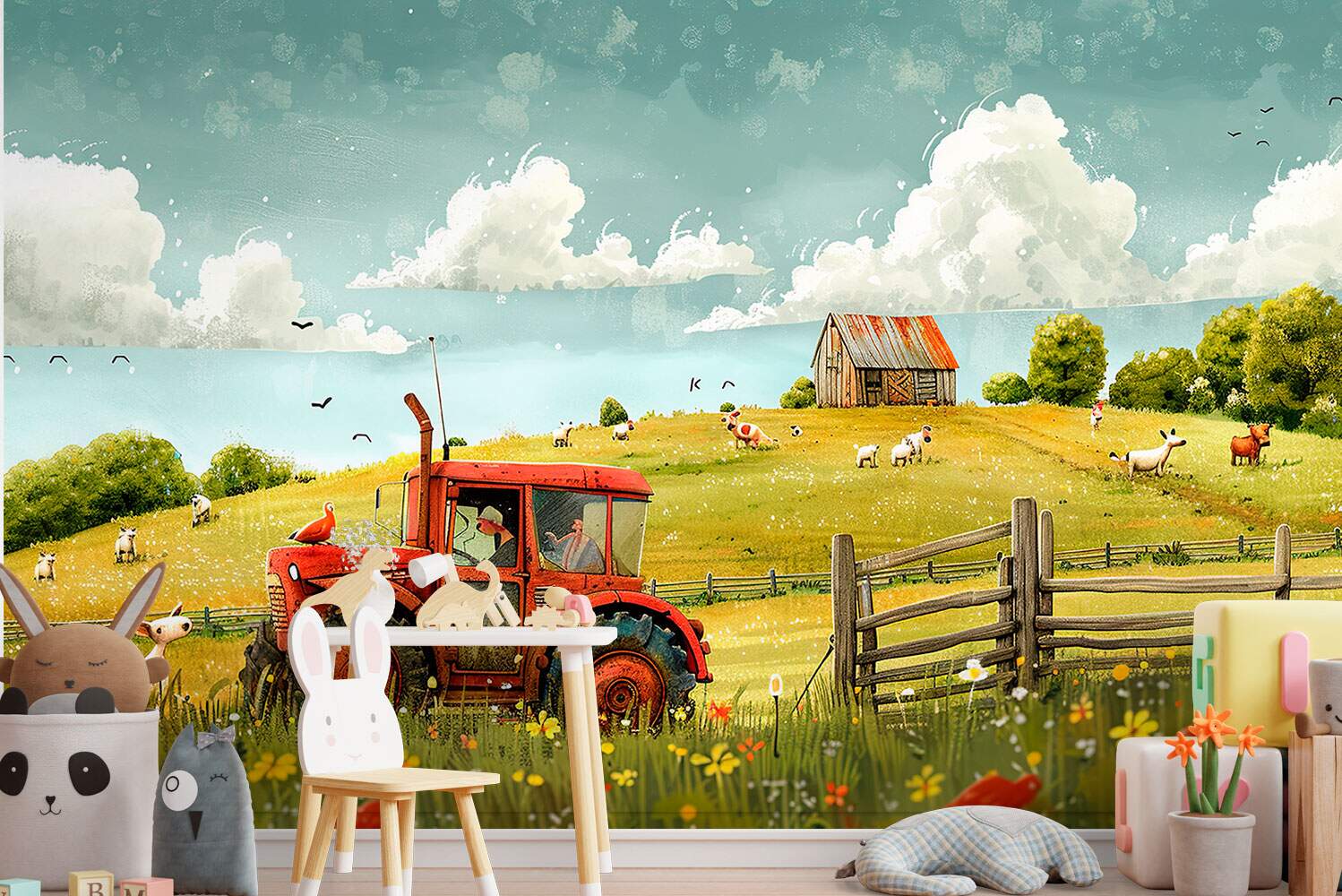 Papel de Parede Trator Fazendinha no Campo MP