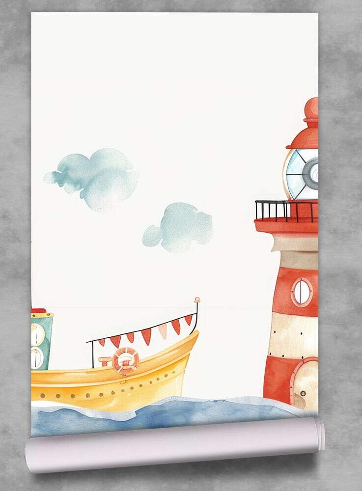 Papel De Parede Barco Marinheiro Aquarela MP