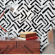 Papel de Parede Chevron Abstrato Preto e Branco MP