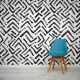 Papel de Parede Chevron Abstrato Preto e Branco MP