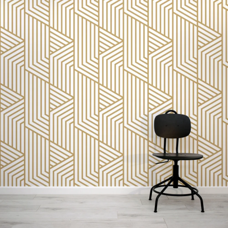 Papel de Parede Luxuoso Art Deco Dourado MP