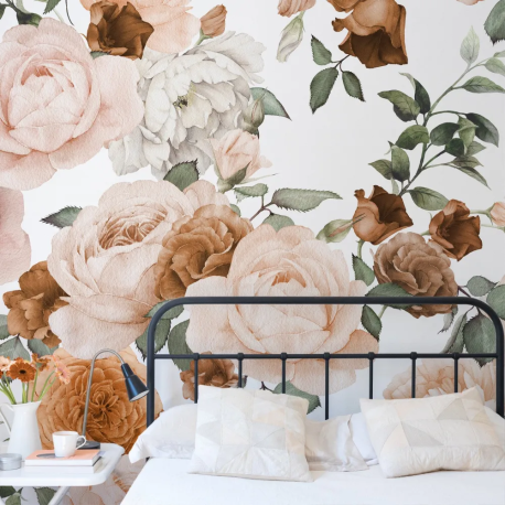 Papel de Parede Floral Aquarela Dourada MP
