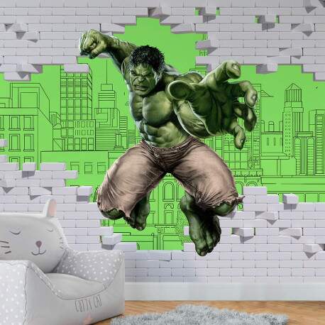 Papel De Parede Hulk Quebrando Parede MP