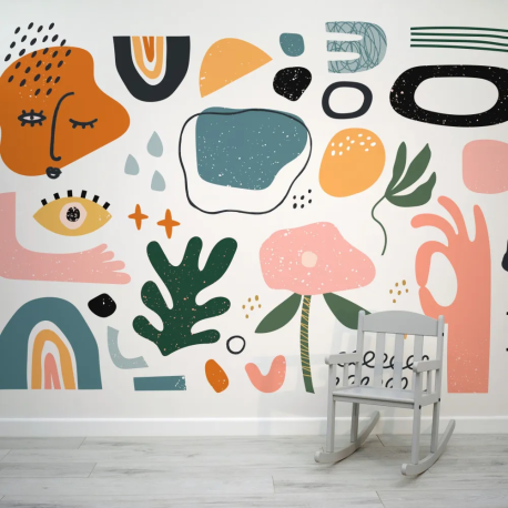 Papel de Parede Formas Doodle Abstratas MP