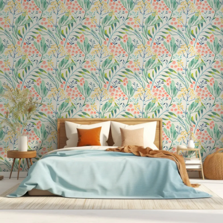 Papel de Parede Aquarela Floral Tropical MP