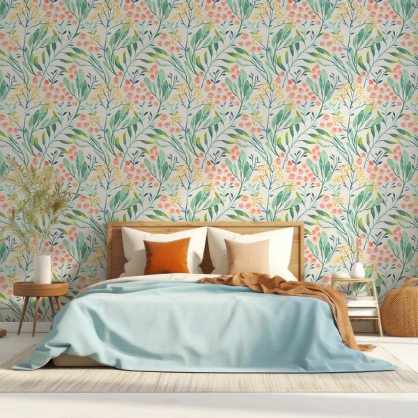 Papel de Parede Aquarela Floral Tropical MP