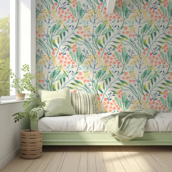 Papel de Parede Aquarela Floral Tropical MP