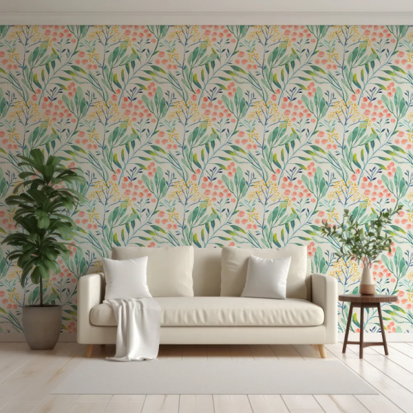 Papel de Parede Aquarela Floral Tropical MP