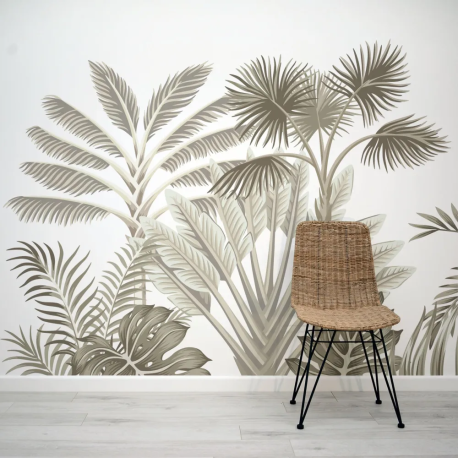 Papel de Parede Selva Tropical Marrom Neutro MP
