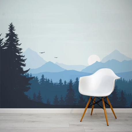 Papel de Parede Montanhas Azuis e Cu Noturno MP