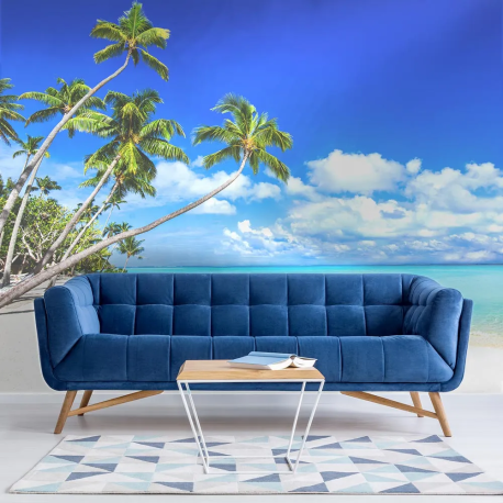 Papel de Parede Palmeira em Praia Tropical MP