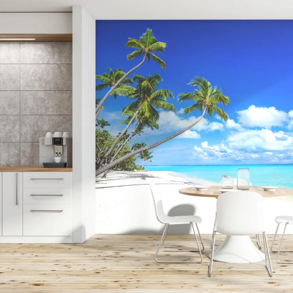 Papel de Parede Palmeira em Praia Tropical MP