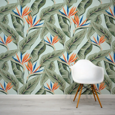 Papel de Parede Folhas Tropicais Laranjas MP