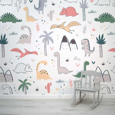 Papel de Parede Dinossauros Coloridos para Crianas MP