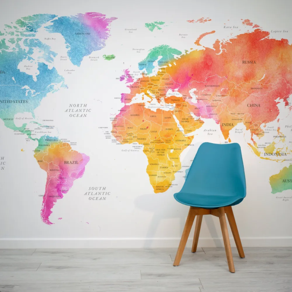 Papel de Parede Mapa Mundi Colorido MP