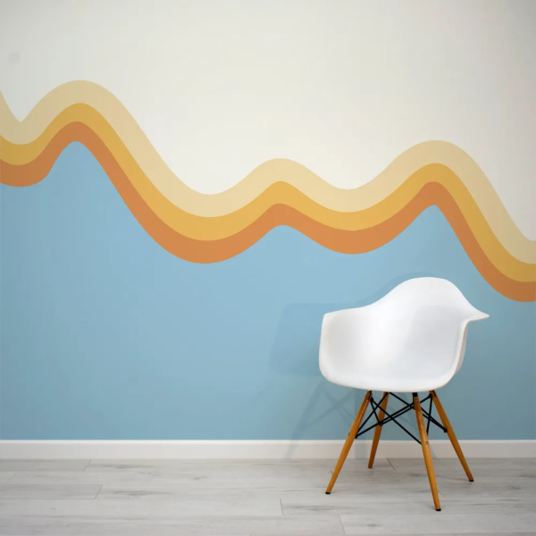 Papel de Parede Ondas Laranjas sobre Azul MP