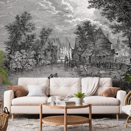 Papel de Parede Paisagem Vintage com Rio MP