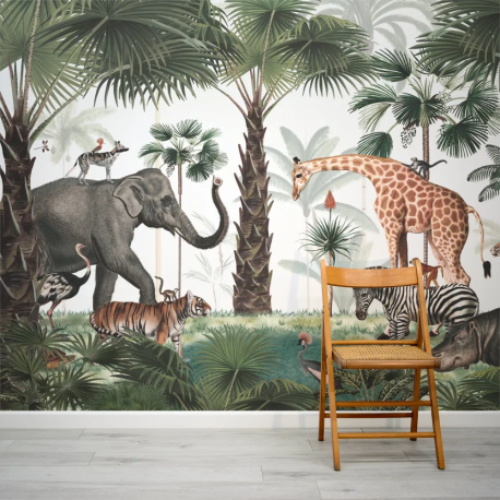 Papel de Parede Animais na Selva Aquarela MP