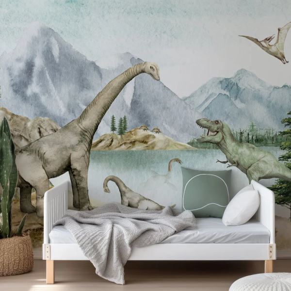 Papel de Parede Aquarela Dinossauros Coloridos MP