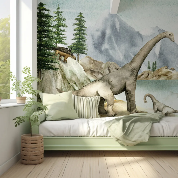 Papel de Parede Aquarela Dinossauros Coloridos MP