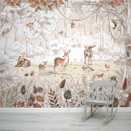 Papel de Parede Aquarela Outonal com Animais MP