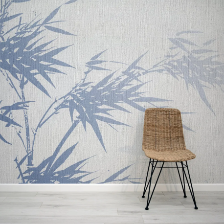 Papel de Parede Desenho de Bambu Azul MP