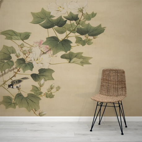 Papel de Parede Flores Japonesas e Pssaros MP