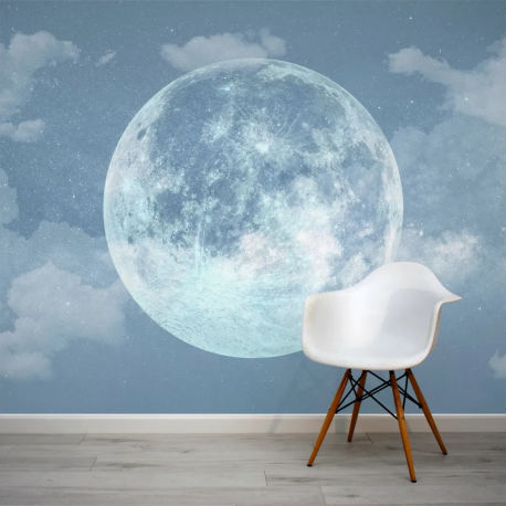 Papel de Parede Lua Azul no Espao Infantil MP