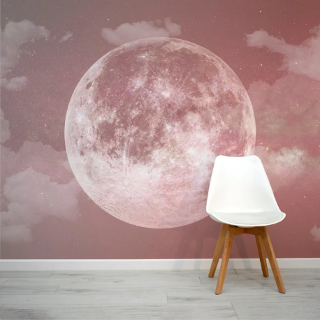 Papel de Parede Lua Rosa no Espao MP