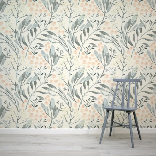 Papel de Parede Floral Tropical Aquarela Pastel MP