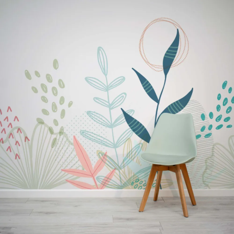 Papel de Parede Infantil Folhagens Coloridas MP
