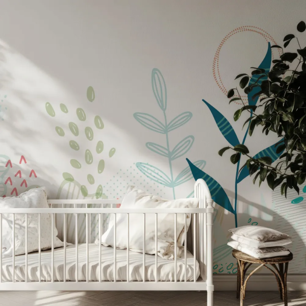 Papel de Parede Infantil Folhagens Coloridas MP