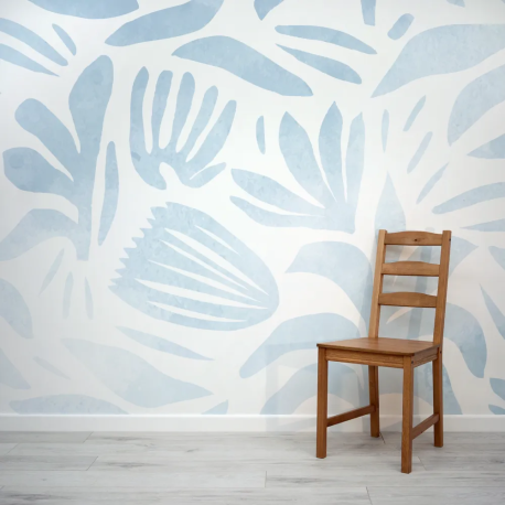 Papel de Parede Aquarela Floral Azul e Branco MP