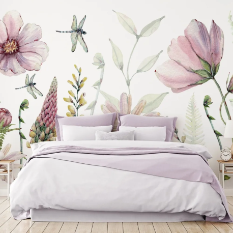 Papel de Parede Flores Aquarela Rosa MP