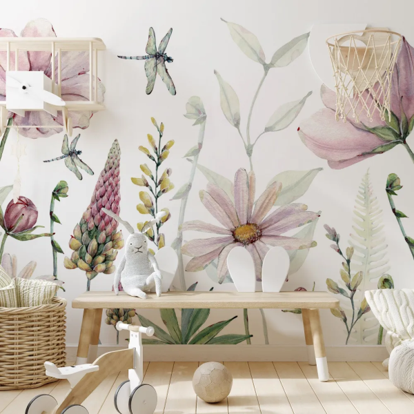 Papel de Parede Flores Aquarela Rosa MP