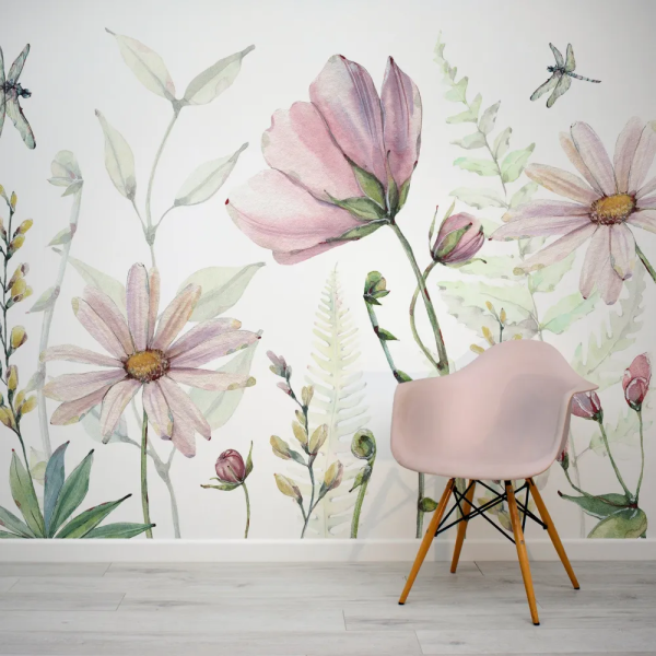 Papel de Parede Flores Aquarela Rosa MP
