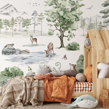 Papel de Parede Floresta Encantada com Animais MP