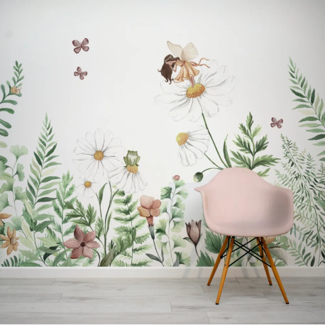 Papel de Parede Jardim de Fadas Aquarela MP
