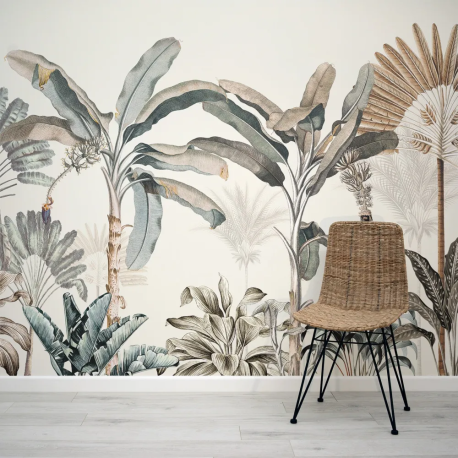 Papel de Parede Jungle Vintage Verde e Dourado MP