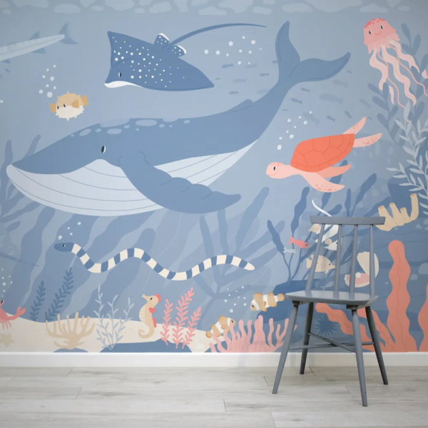 Papel de Parede Fundo do Mar Azul Infantil MP