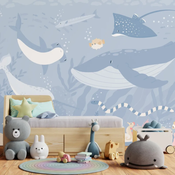 Papel de Parede Fundo do Mar Azul Infantil MP