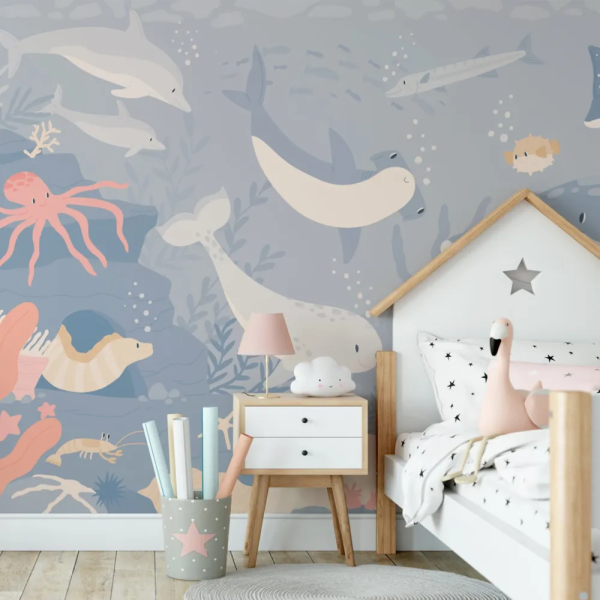 Papel de Parede Fundo do Mar Azul Infantil MP