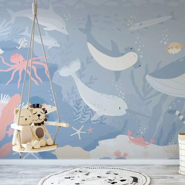 Papel de Parede Fundo do Mar Azul Infantil MP