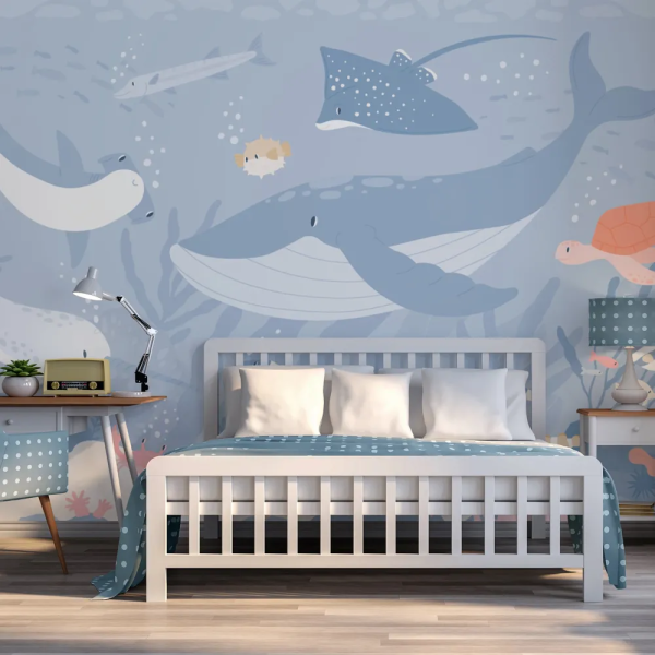Papel de Parede Fundo do Mar Azul Infantil MP