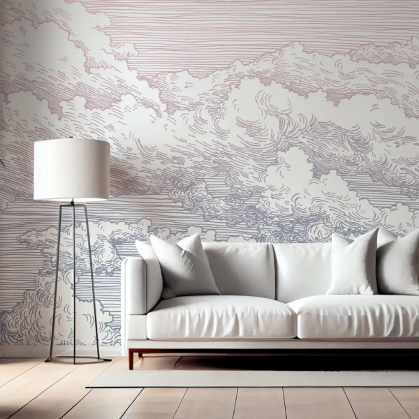 Papel de Parede Nuvens em Gradiente Azul e Rosa MP